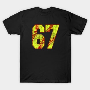 Fastpitch Softball Number 67 #67 Softball Shirt Jersey Uniform Favorite Player Biggest Fan T-Shirt